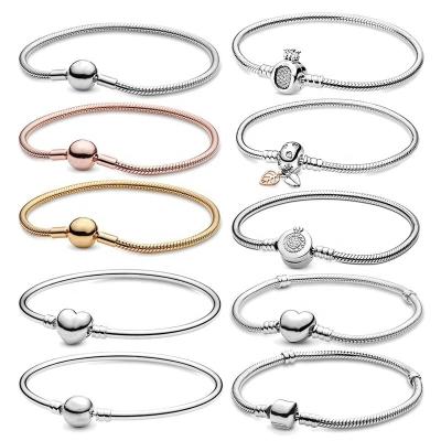 China 925 Sterling Silver Snake Charm Bracelet Hiphop S925 Pandoraer Knot Bracelet 100% Daisy Women Infinity Loop for sale