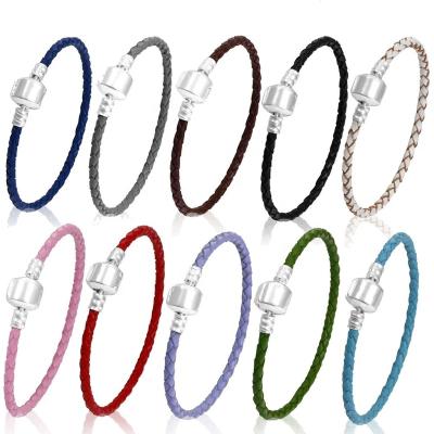 China Sterling Silver Simple Button For Diy Leather Base Charm Hiphop Color Bracelet 925 Beaded Bracelet for sale