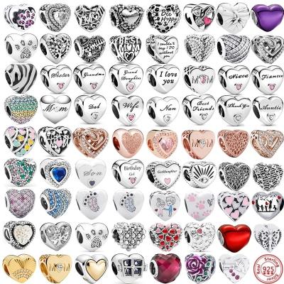 China Hiphop Exquisite Jewelry 925 Sterling Silver Charm Love Heart Amulet Suitable For Mother's Day Gifts for sale