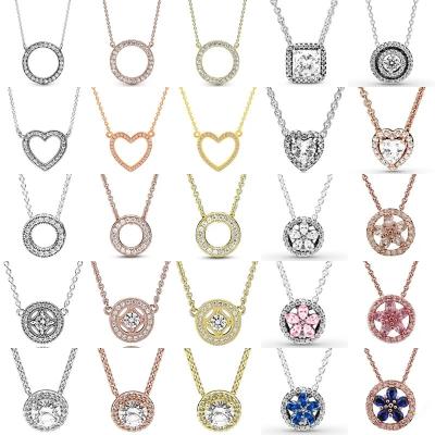 China New 925 Sterling Silver Rose Gold 18k Gold Hiphop Necklace Snowflake Round Heart Shaped Necklace Suitable For Women for sale