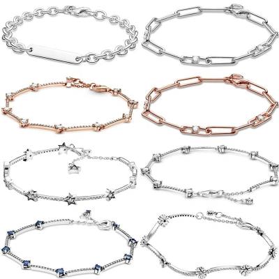 China New 100% 925 Sterling Silver Rose Gold Hiphop Shine Bracelet Pave Dense Inlay Chain Bracelet For Women Gift Exquisite Fit for sale