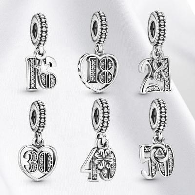 China Hiphop Sell 100%925 Sterling Silver Charm Birthday Souvenir Amulet Suitable For Original Bracelet Necklace Pan DIY Fine Jewelry for sale