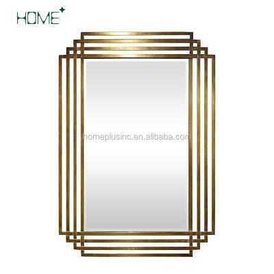 China Modern Style Hot Sale Gold Color Metal Framed Wall Mirror For Home Decoration for sale