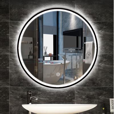 China Morden Factory Price White Light Touch Wall Bathroom Hotel With Led Round Led Mirror for sale