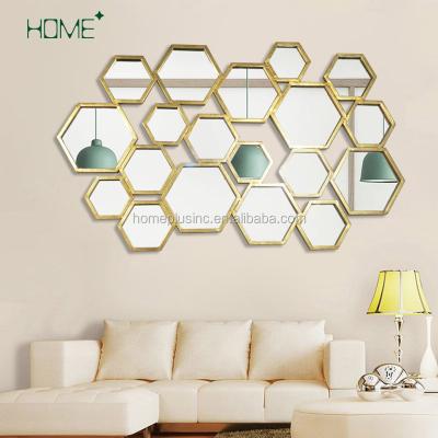 China Modern Style Living Room Furniture Metal Framed Decorative Wall Art Mirrors For Home Decor for sale