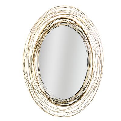 China Art Decor Luxurious iron handmade oval frame decorative mirror with European and American style household wall bathroom mirror for sale