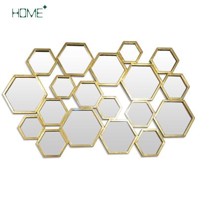 China Modern style polygonal metope of many photography frame shows metal mirror lived in ornament home decoration for sale