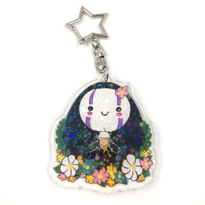 China Plastic Custom Acrylic Shiny Key Chain Star Hologram Anime Printed Glitter Key Chain Acrylic Charm Acrylic Charms for sale