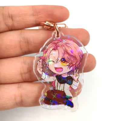 China Promotion Gift Custom Make-Your-Own Printed Epoxy Cartoon Fancy Sparkle Star Hologram Acrylic Keychains for sale