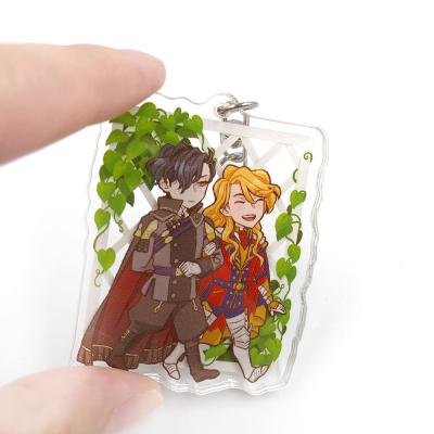 China Custom Promotion Gift High Quality Double Side 3D Glitter Epoxy Foreground Printing Acrylic Charm Key Chain for sale