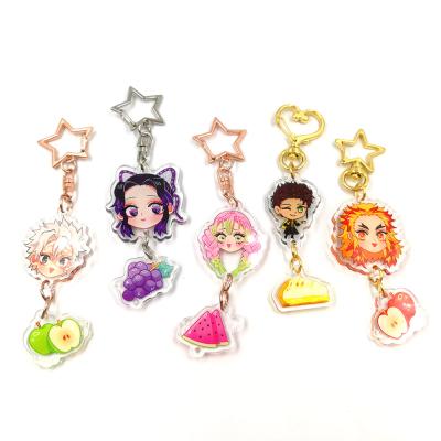 China Promotion Gift New Style Glossy Glitter Anime Cartoon Logo Custom Image Linked Acrylic Plastic Key Chains for sale