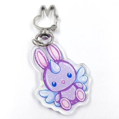 China Promotion Gift High Quality Custom Holographic Broken Cracked Acrylic Keychains With Epoxy For Backpack for sale