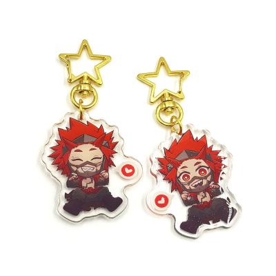 China Custom Factory Cheap Custom Anime Acrylic Figure Keychains Glitter Epoxy Acrylic Charms for sale