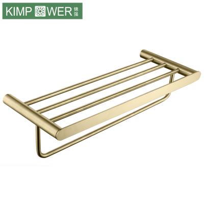 China Modern Gold Bathroom Accessories Brushed 304 Stainless Steel Towel Rack for sale