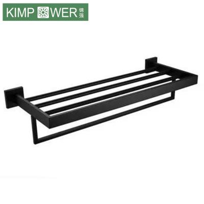 China With Hook High Quality Black Stainless Steel Bathroom Rack Towel Shelf for sale