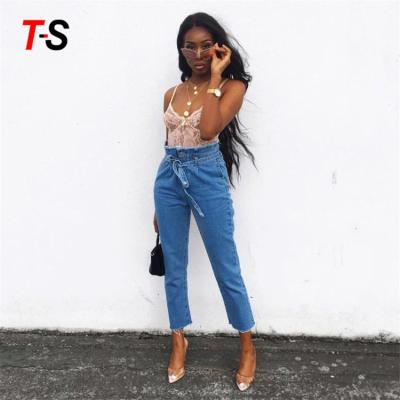 China Others Vintage High Waisted Jeans With Loose Belt Denim Women Jeans for sale