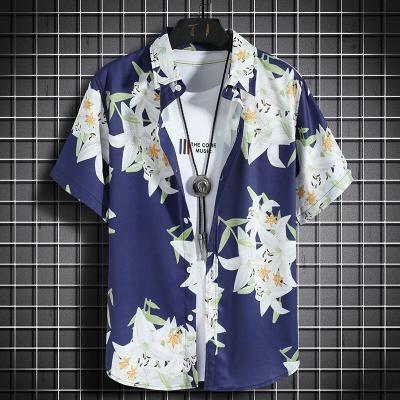 China Breathable Hawaiian Beach Shirts Men's Vacation Quick-Drying Short-Sleeve Casual Clothing Loose Fit Floral Tops for sale