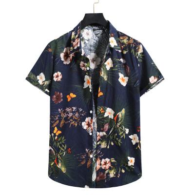 China Casual Chic Short Shirt Male Streetwear Harajuku Clothing Mens Hawaiian Shirt Mens Summer Floral Print Beach Lapel Shirts Breathable for sale