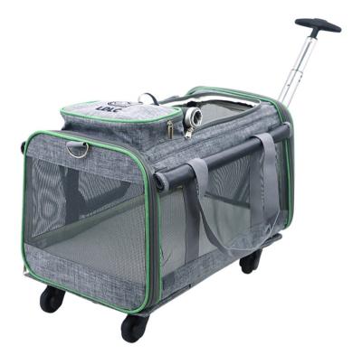 China Sustainable Detachable universal wheel folding multi-function trolley pet bag travel portable trolley cat bag for sale