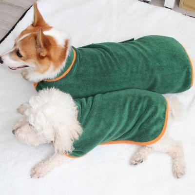 China Sustainable Dog Bathrobe Bath Towel Coat Vendors Cat Robe Towel Coat Microfiber Soft Super Absorbent Pet Bathrobe Drying Coat for sale