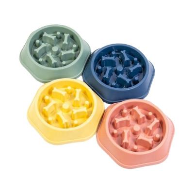 China Sustainable Eco-Friendly Plastic Non-slip Anti-choke  Slow Eating Pet Food Bowl Pet Slow Feeder Dog&Cat  Eating Bowl for sale