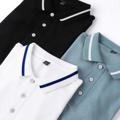 China Compressed High Quality Cotton Men'S Polos Shirts Short Sleeve Golf Polos Tshirt Pure Color Business Heavyweight T-Shirts For Male Tops for sale