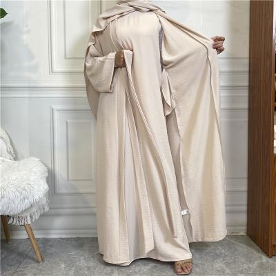 China Muslim Women Prayer Clothing New Dubai Abaya Two Pieces Set Sleeveless Dress Plain Modest Islamic Dress With Hijab for sale