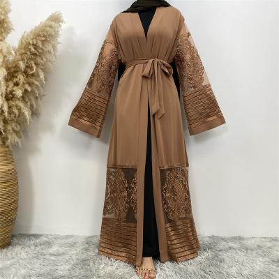 China Muslim Women Prayer Clothing Latest Designs Cardigan Embroidery Mesh Dress Turkish Abaya Long Dress For Women for sale