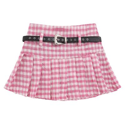 China Anti-Static American Academic Style Pleated Skirt Summer High Waisted A-Line Short Skirt for sale