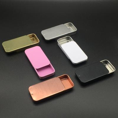 China Food Grade Small Empty Rectangle Pink Black Mint/White Cosmetics/Brow Soap/Solid Perfumes/Top Metal Tin Case /Box/Lip Balm Slide Container for sale