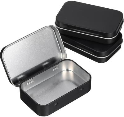 China Food Grade Lid Cigarette Small/Gift/Custom Rectangular Black Hinged Candy/Packaging Home Organizer Mint Storage Container Metal Tin Box for sale