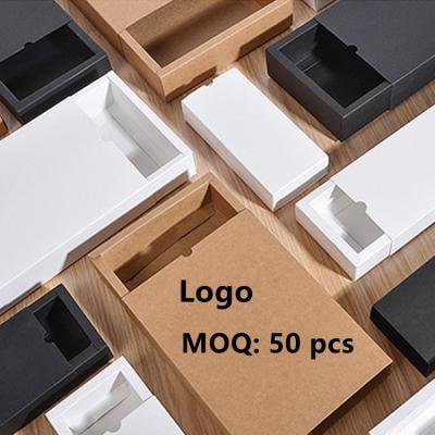 China recyclable & Biodegradable Custom Logo Foldable White /Black Cardboard Kraft Paper Drawer Box For Gift Packing for sale