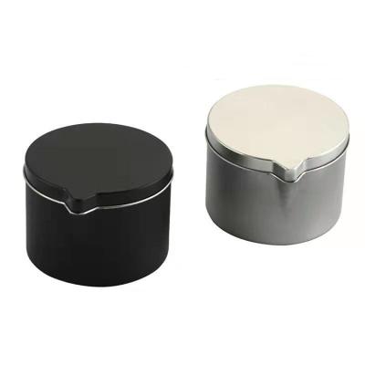 China 190ml D75x55 Black Eco-friendly Round Spout Lid Massage Pouring Candle Making Spouted Candle Tin 6oz for sale