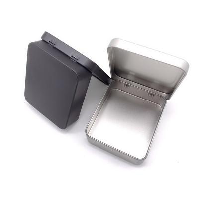 China Food Grade Hinged Rectangular Silver / Black Playing Card Packaging Metal Tins With Lid Wholesale for sale