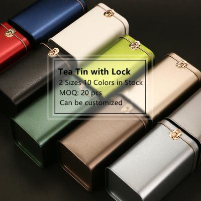 China Coffee Green Blue Red Black White Gray Gold Metal Square Tea Tin Packaging With Food Grade Lock for sale