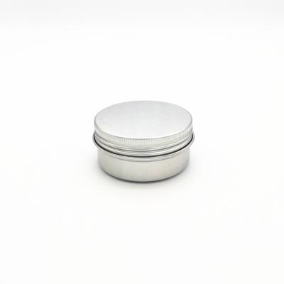 China Food Grade 50ML/50g 57*27mm Small Round Silver Aluminum Metal Tin Screw Lid For Cosmetics / Candles for sale