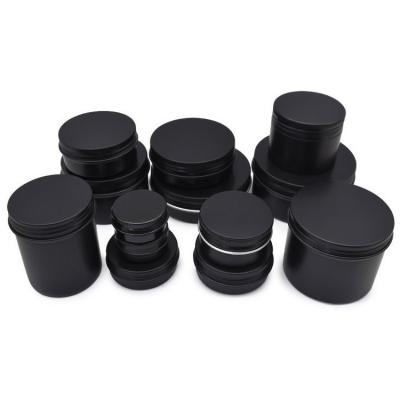 China Wholesale 50ml 60ml 120ml 200ml Food Grade Round Lid Black Screw Cap Candle/Cosmetic Aluminum Tin Jar for sale