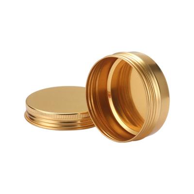 China Food Grade D68X25mm 60ml All Seamless Cream Wax Tin Boxes Gold Packaging Aluminum Screw Lid Cover for sale