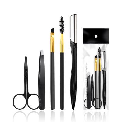 China Beauty Makeup Tools Eyebrow Grooming Kit Razor Tweezers Scissors Brush Kit Pencil Stencil Set Beauty Makeup Tools Eyebrow Trimmer Set for sale