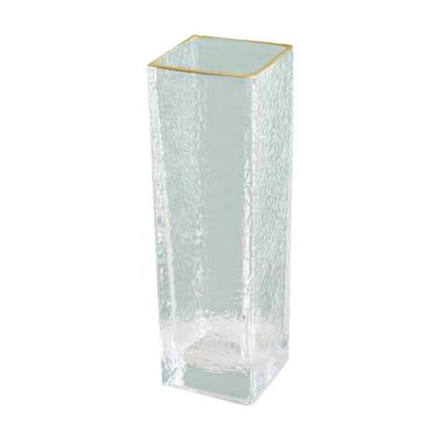 China Transitional Japanese Style Vertical Simple Lines Reversible Clear Crystal Vase Tall Glass Wedding Unique Glass Centerpiece Vases Flower Vase for sale