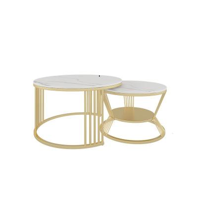 China (Other) Wholesale Cheap Price Adjustable Gold Stainless Steel Round Marble Lid Side Tables For Living Room Modern Designed for sale