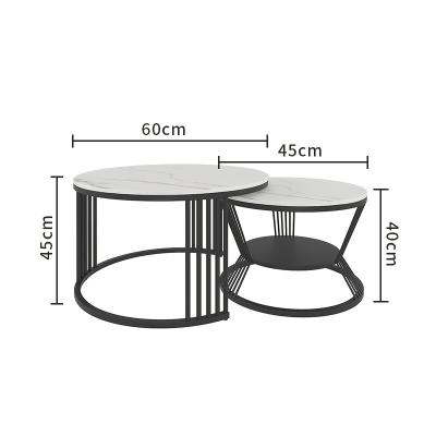 China New Design Adjustable Living Room Furniture Warm White Color Top Round Marble Cafe (Others) And Side Tables Set for sale