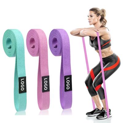 China High Elastic Strength Logo Gym Exercise Loop Custom Cotton Fabric Pull Up To Help Long Resistance Bands Set for sale