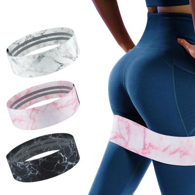 China High Elastic Strength Workout Stretch 3 Piece Hip Fabric Booty Marbling Resistance Bands Loop Exercise Band Set for sale