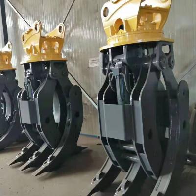 China Stable Excavator Hydraulic Rotating Grapple Wooden Grapple Excavator Rotary Log Grapple for sale