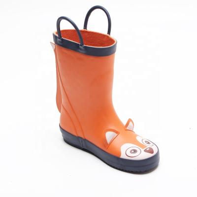 China Waterproof Orange Color Waterproof Kids Animal Rain Boots With Handle For Sales for sale