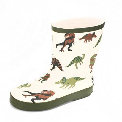 China Latest Best Selling Fashion Half Rubber Boots Custom High Top Dinosaur Waterproof Printed Cheap Kids Rubber Rain Boots for sale