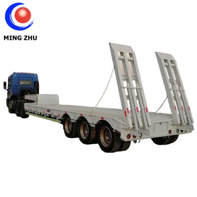 China Hydraulic truck trailer 3 axle new lowbed semi flatbed trailers for sale for sale