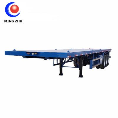 China Brand new China Mingzhu trailer truck 40 ft tri axle 40t 3axles flatbed container semi trailer for sale for sale