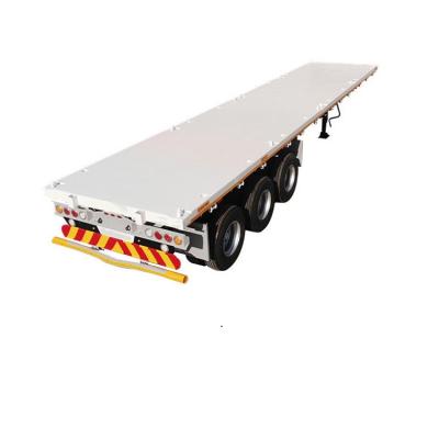 China Flatbed Truck Trailer 2 Axles 3 Axles 40ft 40ton 50 60ton Gooseneck Trailer With Container Lock for sale